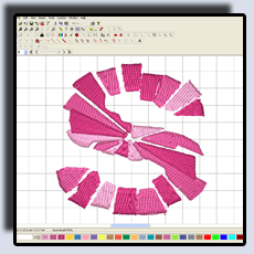 Vi lagar mønsterkort på datamaskin for vidare brodering