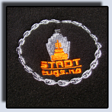 Logo kan broderast på diverse stofftypar